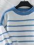 'Luna' Striped Crewneck Knit Sweater - Celes Fashion